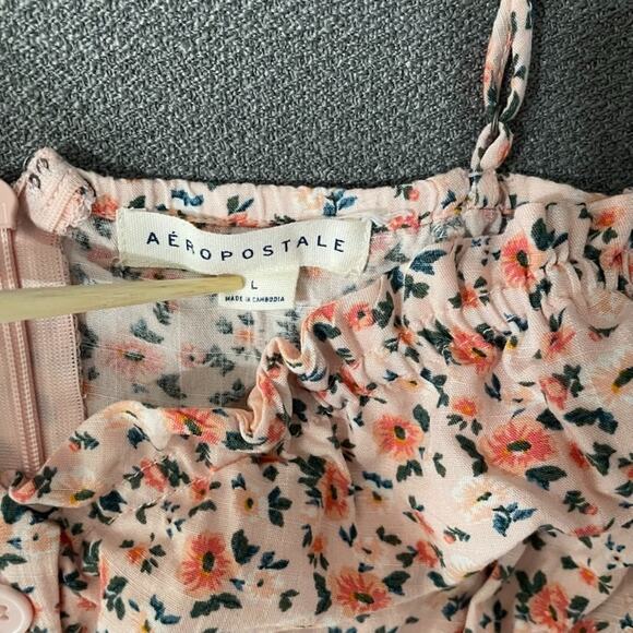 Aeropostale Mini Floral Dress Sz L Empire Waist Y2K Milkmaid Coquette - Picture 3 of 9
